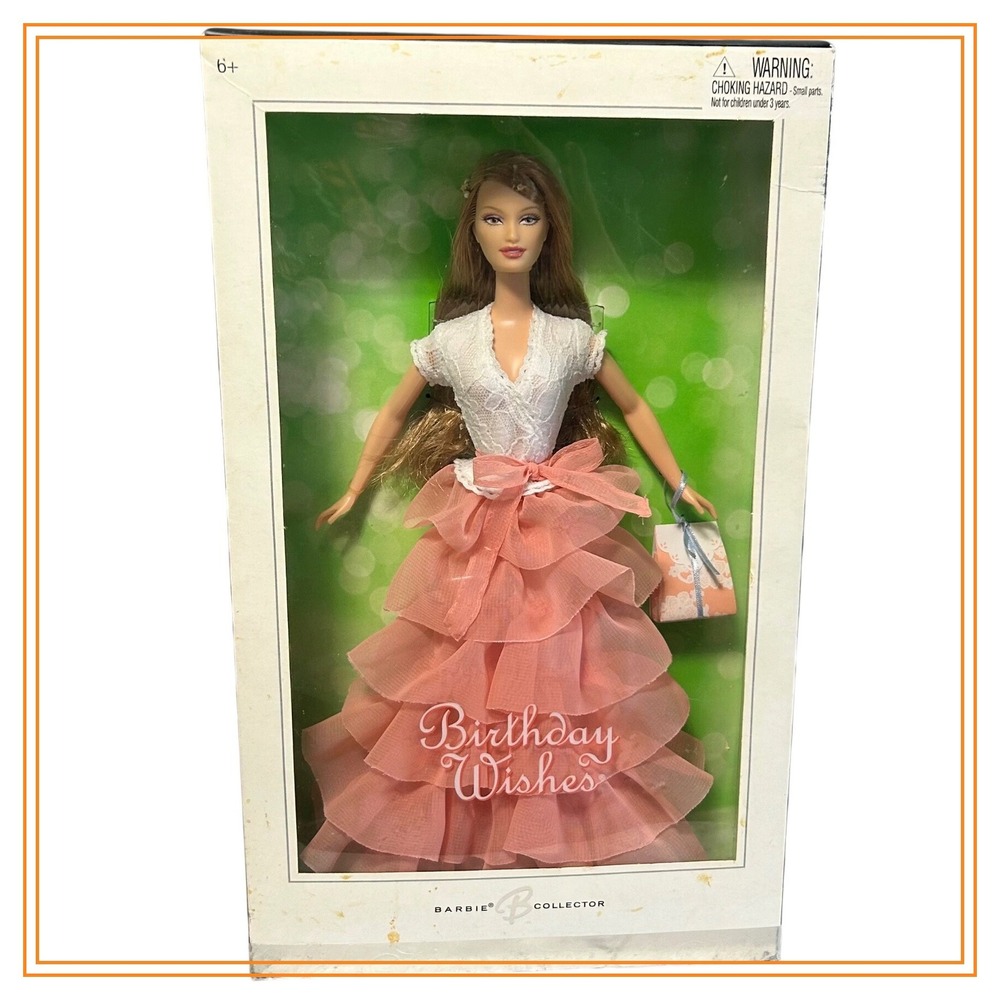 Barbie‎ Birthday Wishes Doll Pink Ruffled Gown Gift Box Collector Edition